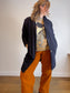 THE GREAT "The Tour Flannel Coat in Navy Checked Twill" (Size S/M)