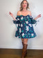 Caroline Constas Designer "Gabrielle Floral Strapless Mini Dress in Navy (Size L)
