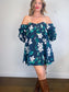 Caroline Constas Designer "Gabrielle Floral Strapless Mini Dress in Navy (Size L)