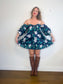 Caroline Constas Designer "Gabrielle Floral Strapless Mini Dress in Navy (Size L)