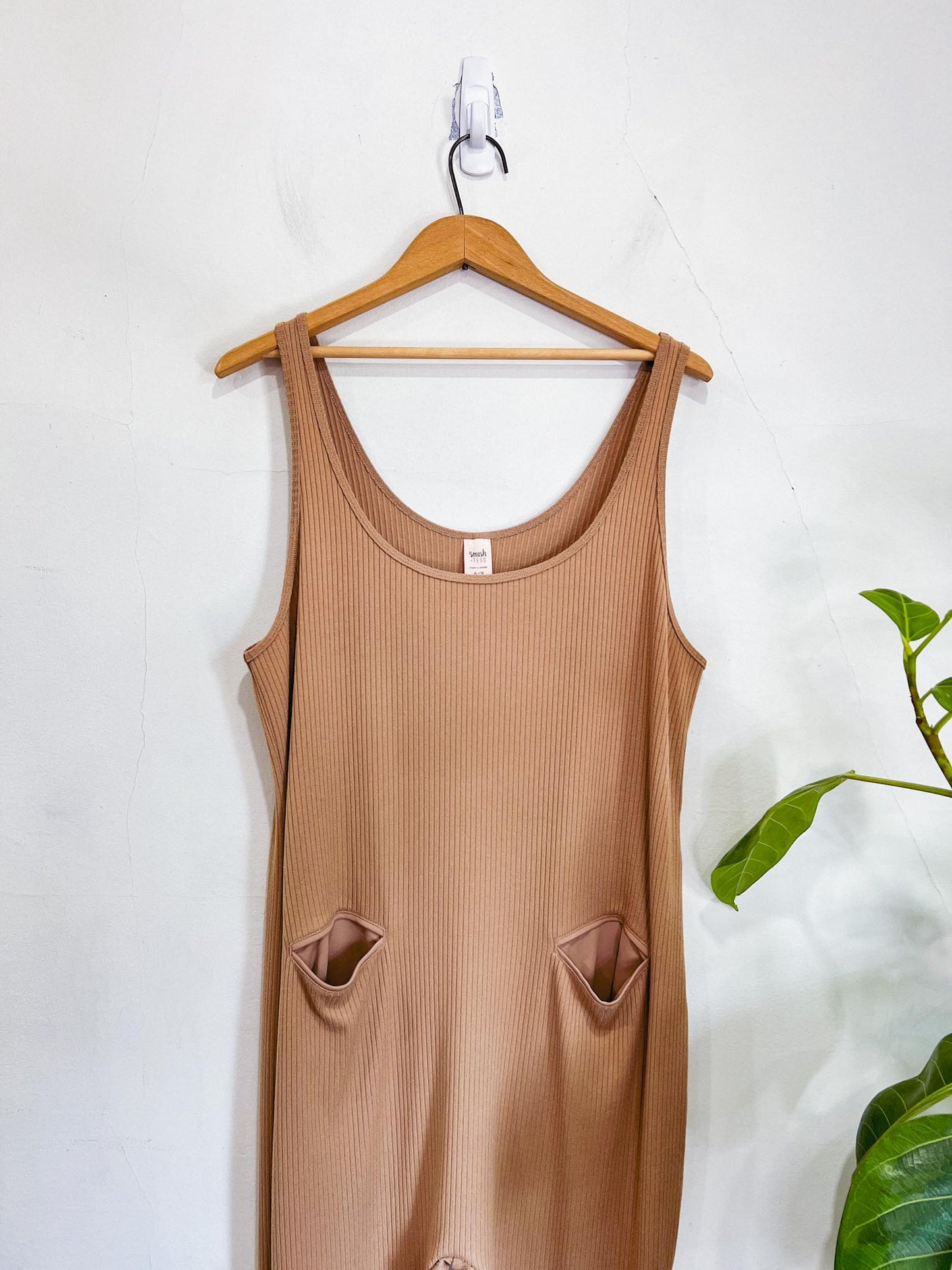 Smash & Tess Ribbed Romper in Light Brown (Size XL)