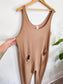 Smash & Tess Ribbed Romper in Light Brown (Size XL)