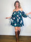 Caroline Constas Designer "Gabrielle Floral Strapless Mini Dress in Navy (Size L)