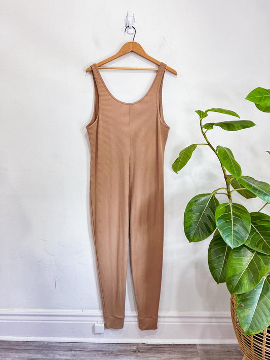 Smash & Tess Ribbed Romper in Light Brown (Size XL)