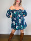 Caroline Constas Designer "Gabrielle Floral Strapless Mini Dress in Navy (Size L)