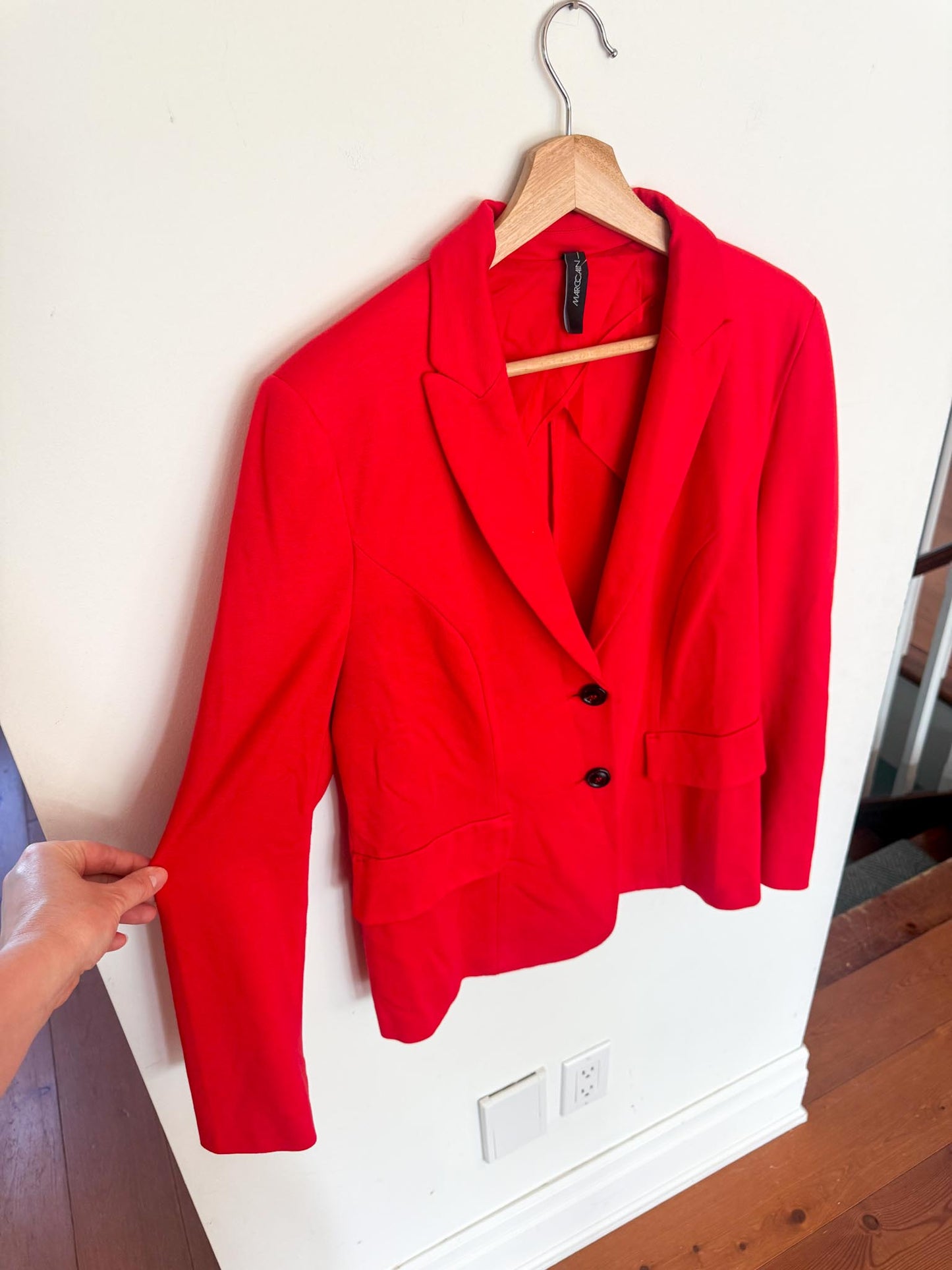 MARC CAIN Fitted blazer with rounded hem in Red SOLD AS IS  (Size M/L)