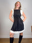 See by Chloe Designer Midi Dress in Black with White Ruffle (Size L)