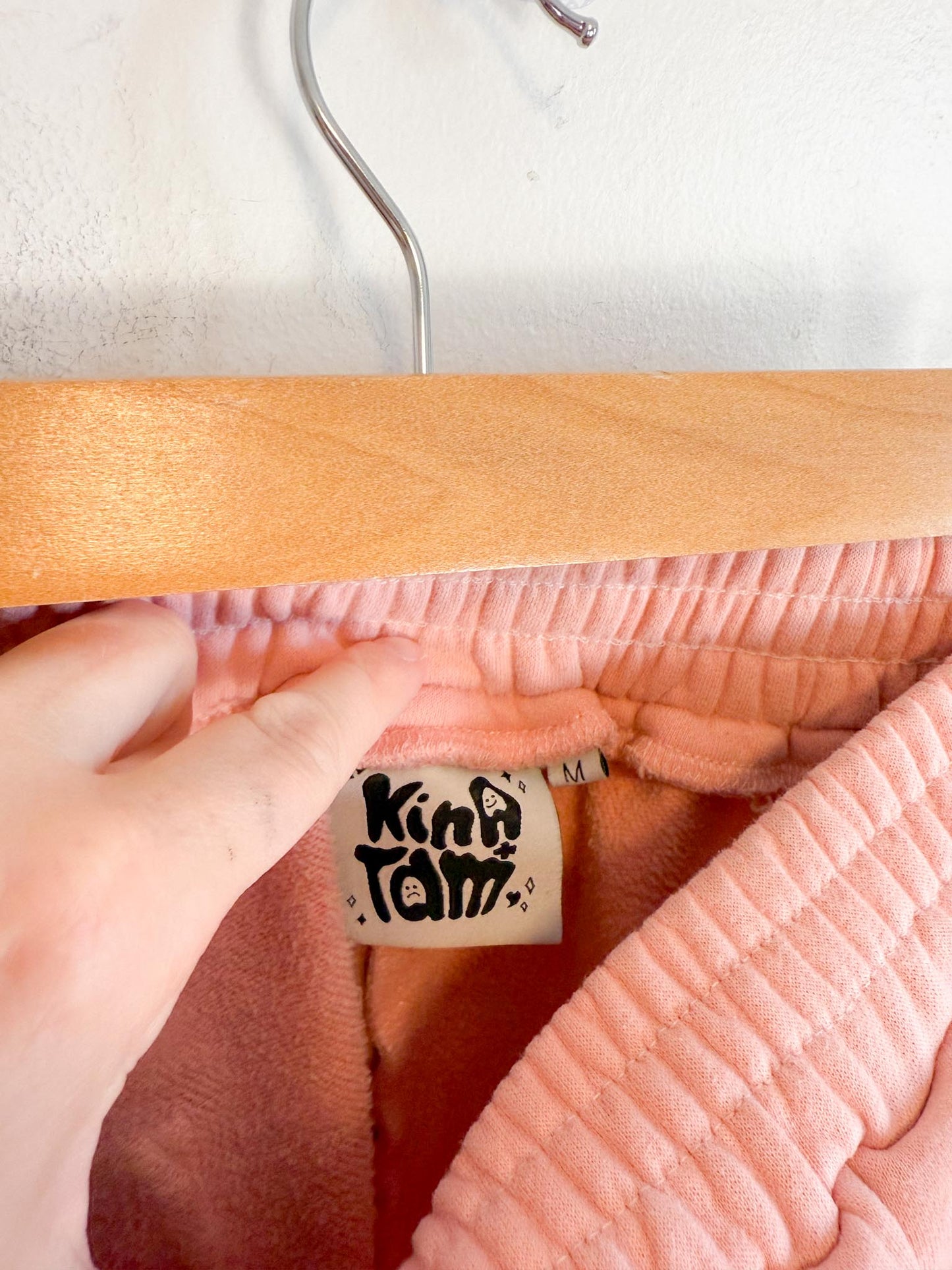 Kina & Tam Embroidered Doodle Lounge Shorts in Pink (Size M)