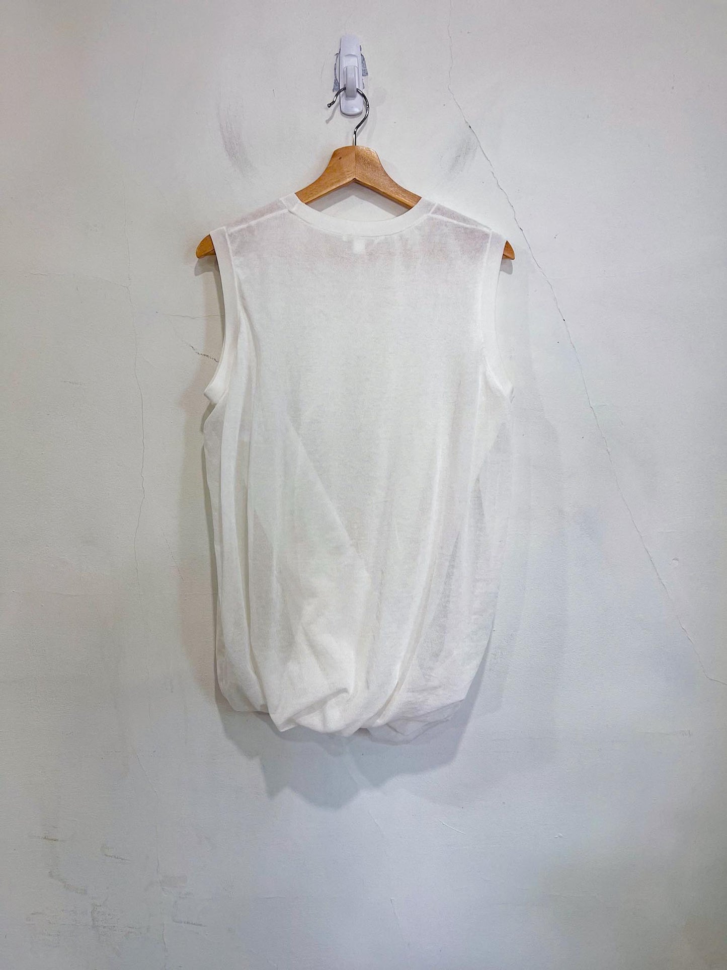 COS Sleeveless White Top with Ruched Bubble Hem (Size M)