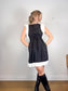 See by Chloe Designer Midi Dress in Black with White Ruffle (Size L)