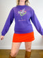 MINGA London "Don't Hurt Me" Floral Embroidered Cardigan in Purple (Size S/M)