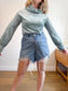 Marigold Slow Fashion Velvet Mockneck Top in Teal (Size XS/S)