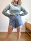 Marigold Slow Fashion Velvet Mockneck Top in Teal (Size XS/S)