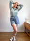 Marigold Slow Fashion Velvet Mockneck Top in Teal (Size XS/S)