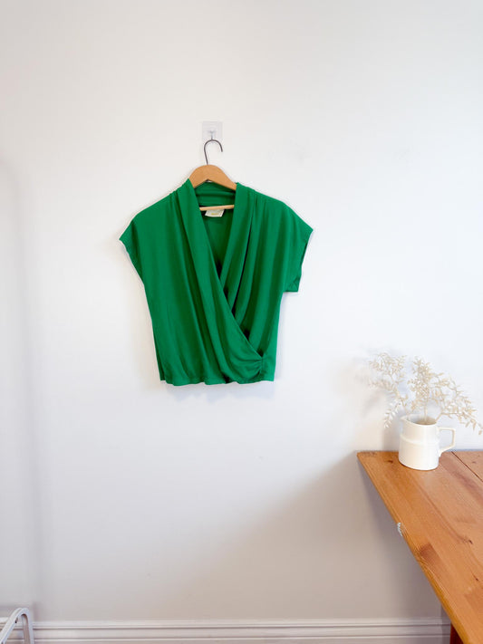 Anthropologie Maeve Wrap Top in Kelly Green (Size L)