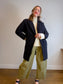 THE GREAT "The Tour Flannel Coat in Navy Checked Twill" (Size S/M)