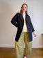 THE GREAT "The Tour Flannel Coat in Navy Checked Twill" (Size S/M)