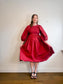 Anthropologie RHODE Puff Sleeve Dress in Burgundy (Size M/L)