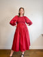 Anthropologie RHODE Puff Sleeve Dress in Burgundy (Size M/L)