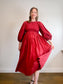 Anthropologie RHODE Puff Sleeve Dress in Burgundy (Size M/L)