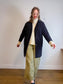 THE GREAT "The Tour Flannel Coat in Navy Checked Twill" (Size S/M)