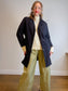 THE GREAT "The Tour Flannel Coat in Navy Checked Twill" (Size S/M)