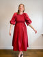 Anthropologie RHODE Puff Sleeve Dress in Burgundy (Size M/L)