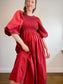 Anthropologie RHODE Puff Sleeve Dress in Burgundy (Size M/L)