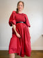 Anthropologie RHODE Puff Sleeve Dress in Burgundy (Size M/L)