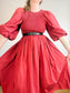 Anthropologie RHODE Puff Sleeve Dress in Burgundy (Size M/L)