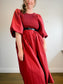 Anthropologie RHODE Puff Sleeve Dress in Burgundy (Size M/L)