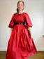 Anthropologie RHODE Puff Sleeve Dress in Burgundy (Size M/L)