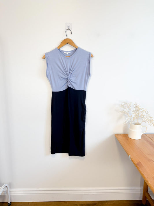 CARVEN Sleeveless Colourblock Mini Dress in Blue (Size S)