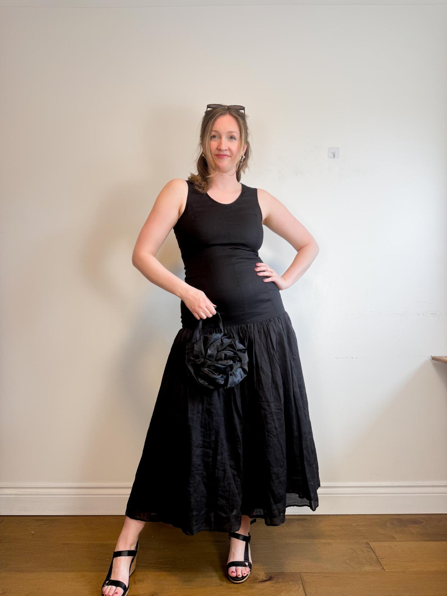 COS "Dropped Waist Maxi Dress in Black" NWT (Size M)