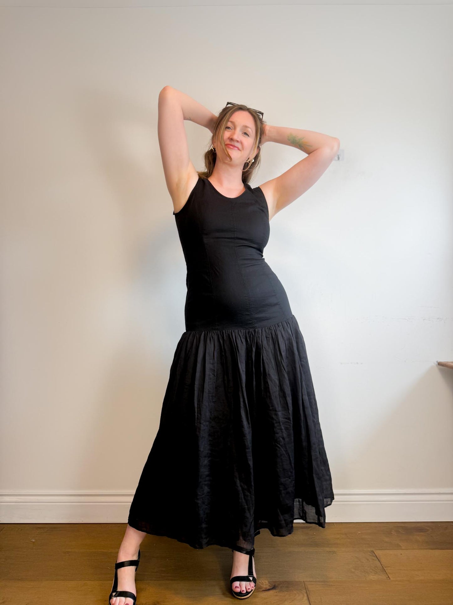 COS "Dropped Waist Maxi Dress in Black" NWT (Size M)