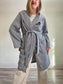 Roots "Unisex Salt & Pepper Hooded Bathrobe in Heathered Grey" (Size XS/S)
