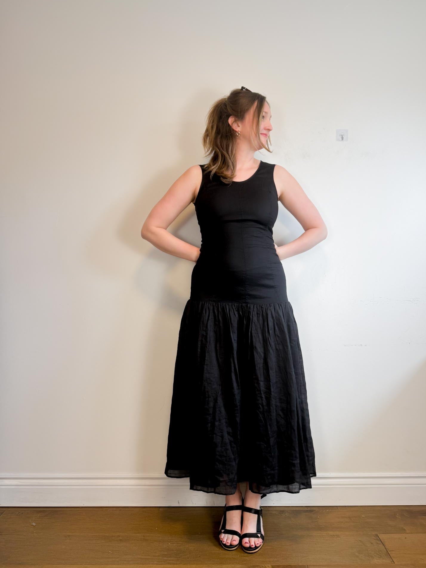 COS "Dropped Waist Maxi Dress in Black" NWT (Size M)