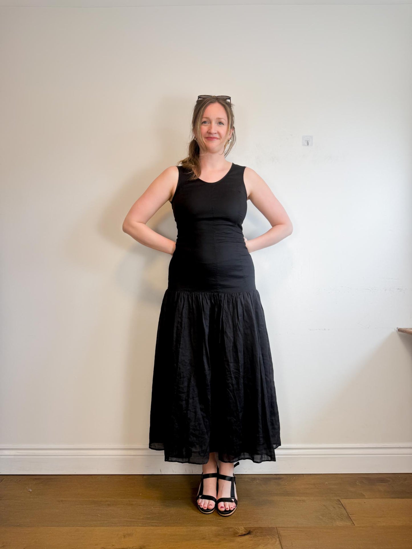 COS "Dropped Waist Maxi Dress in Black" NWT (Size M)