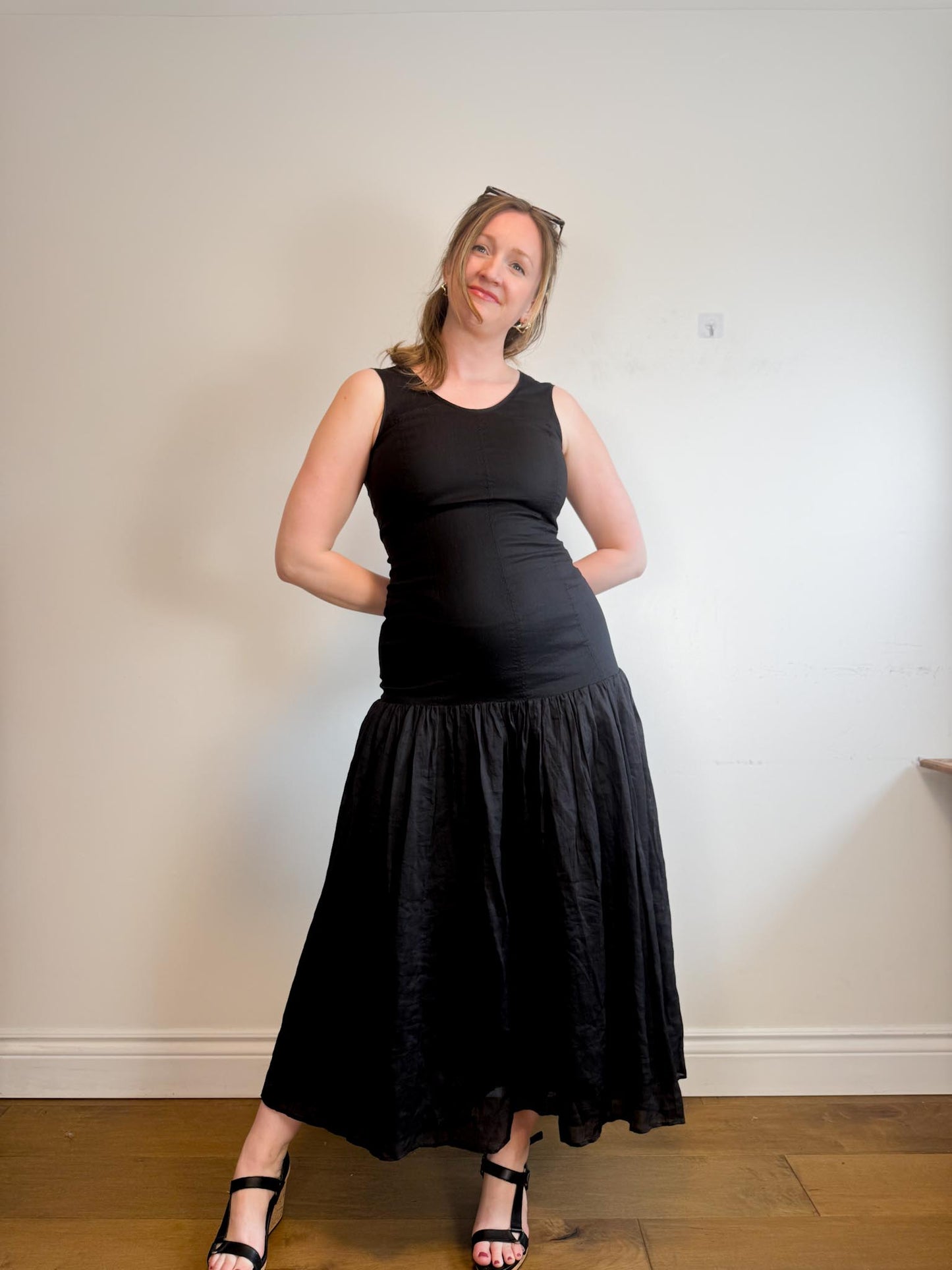 COS "Dropped Waist Maxi Dress in Black" NWT (Size M)