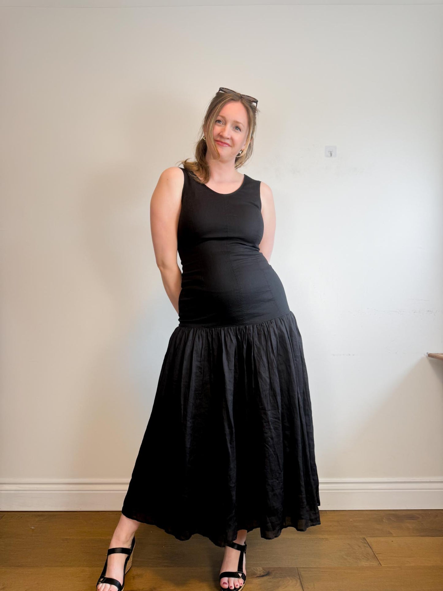 COS "Dropped Waist Maxi Dress in Black" NWT (Size M)