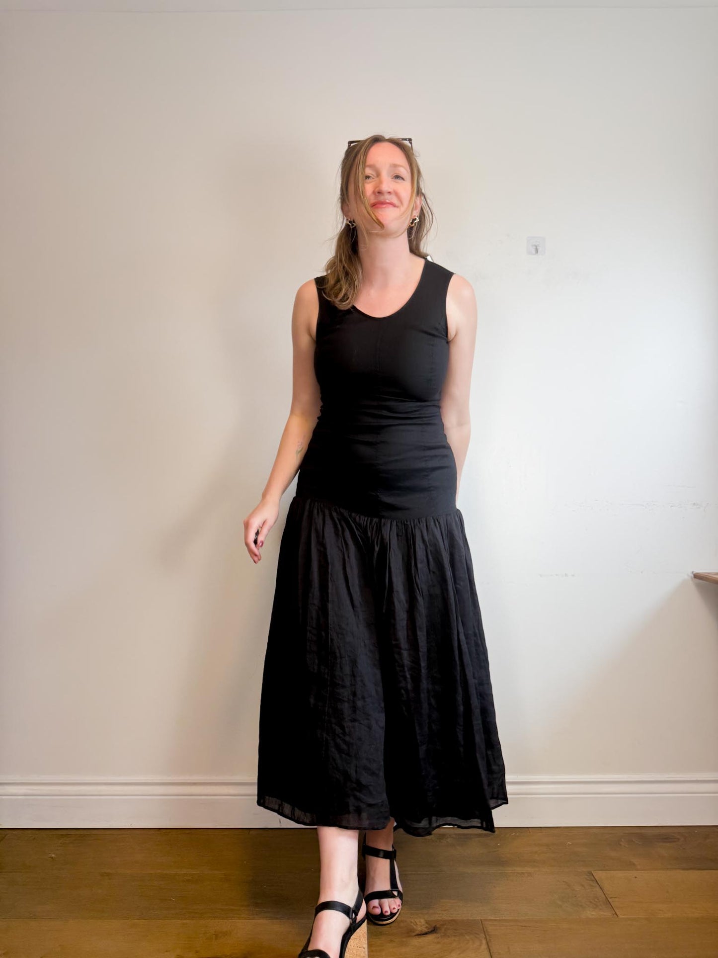 COS "Dropped Waist Maxi Dress in Black" NWT (Size M)