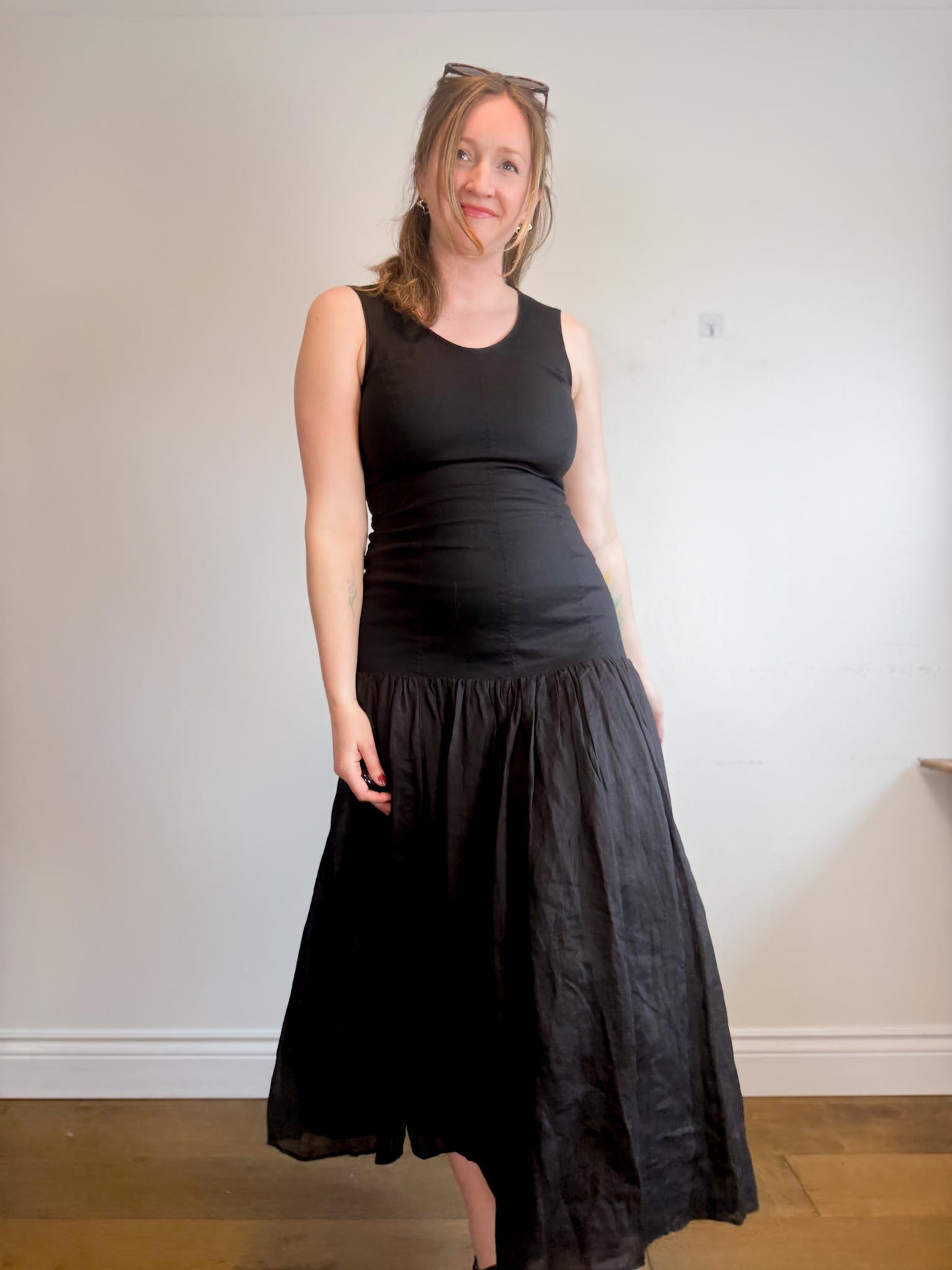 COS "Dropped Waist Maxi Dress in Black" NWT (Size M)