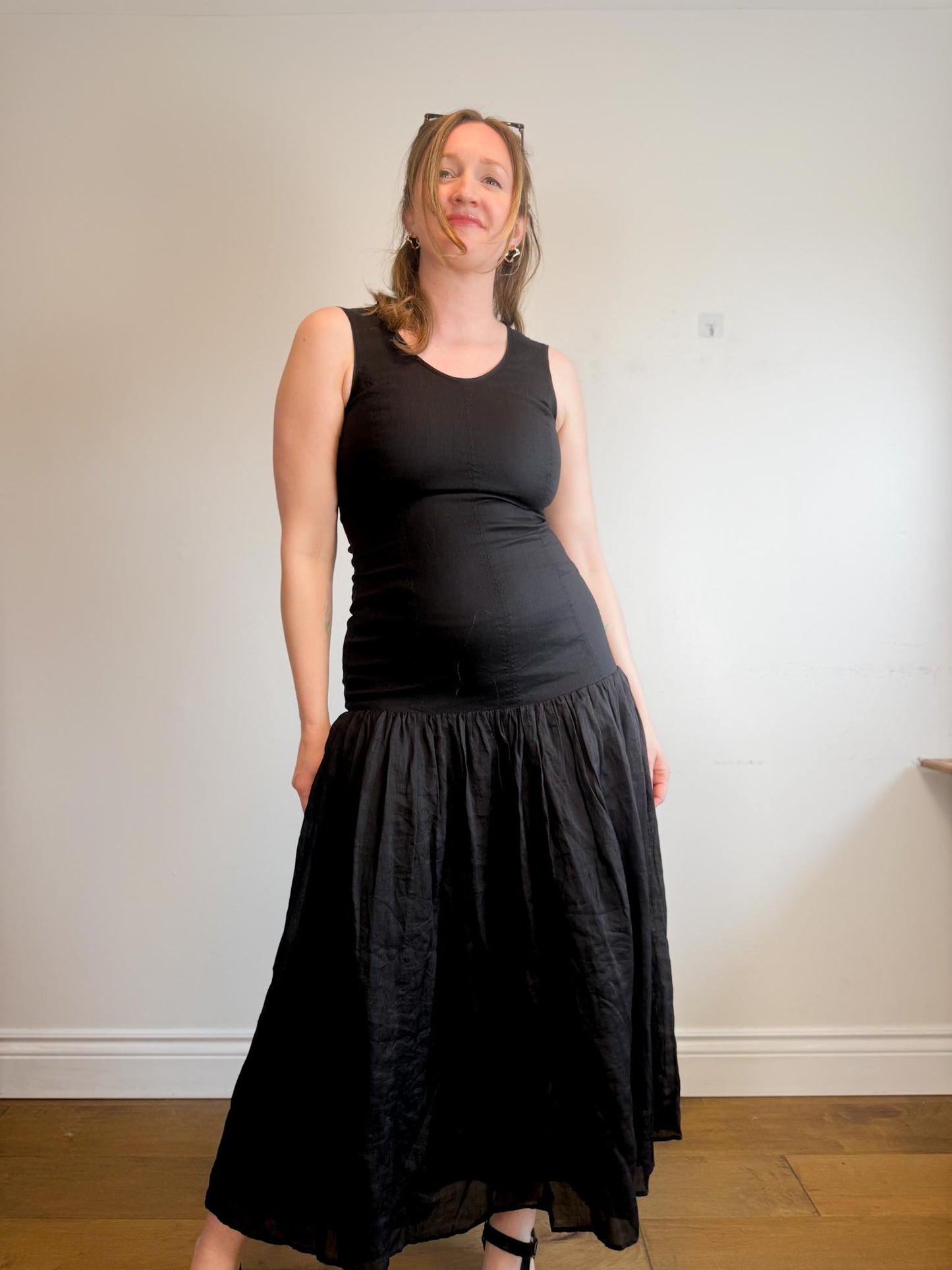COS "Dropped Waist Maxi Dress in Black" NWT (Size M)