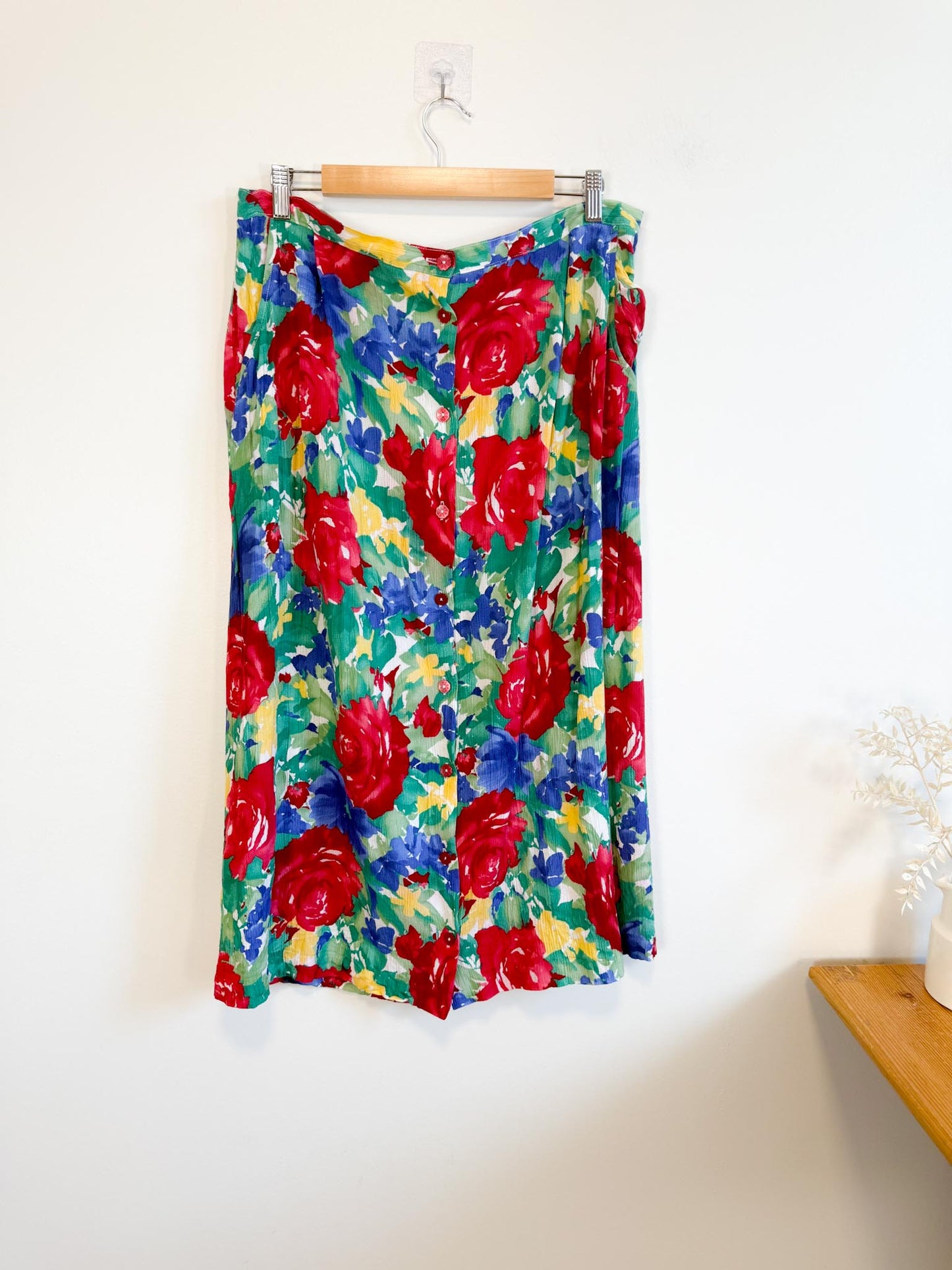 Vintage Floral Midi Skirt (Size XL)