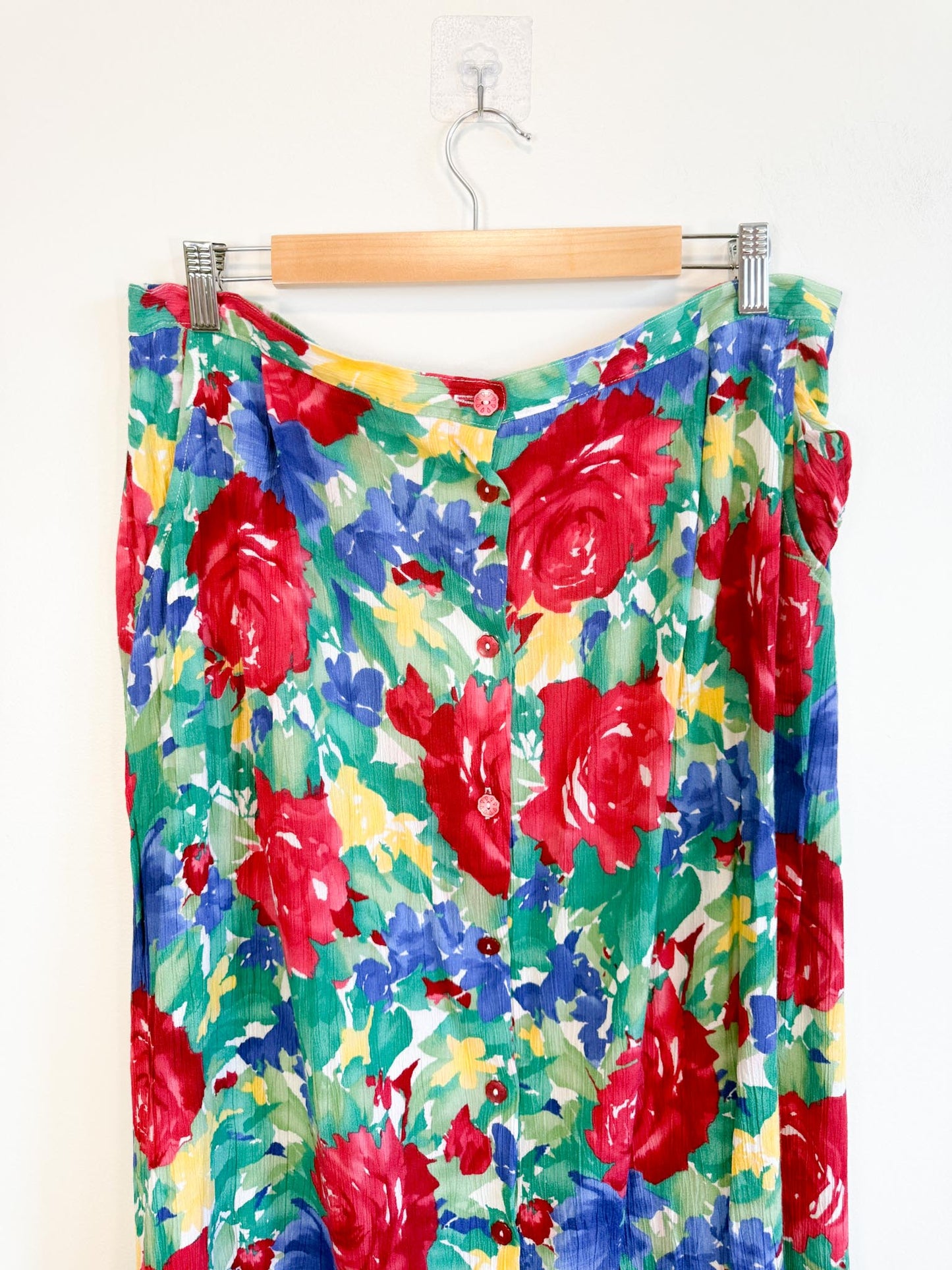 Vintage Floral Midi Skirt (Size XL)