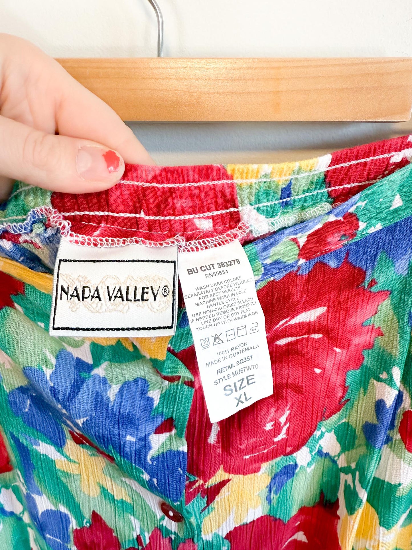 Vintage Floral Midi Skirt (Size XL)