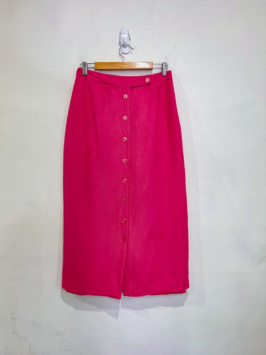 Vintage Linen Midi Skirt in Hot Pink SOLD AS IS (Size M)