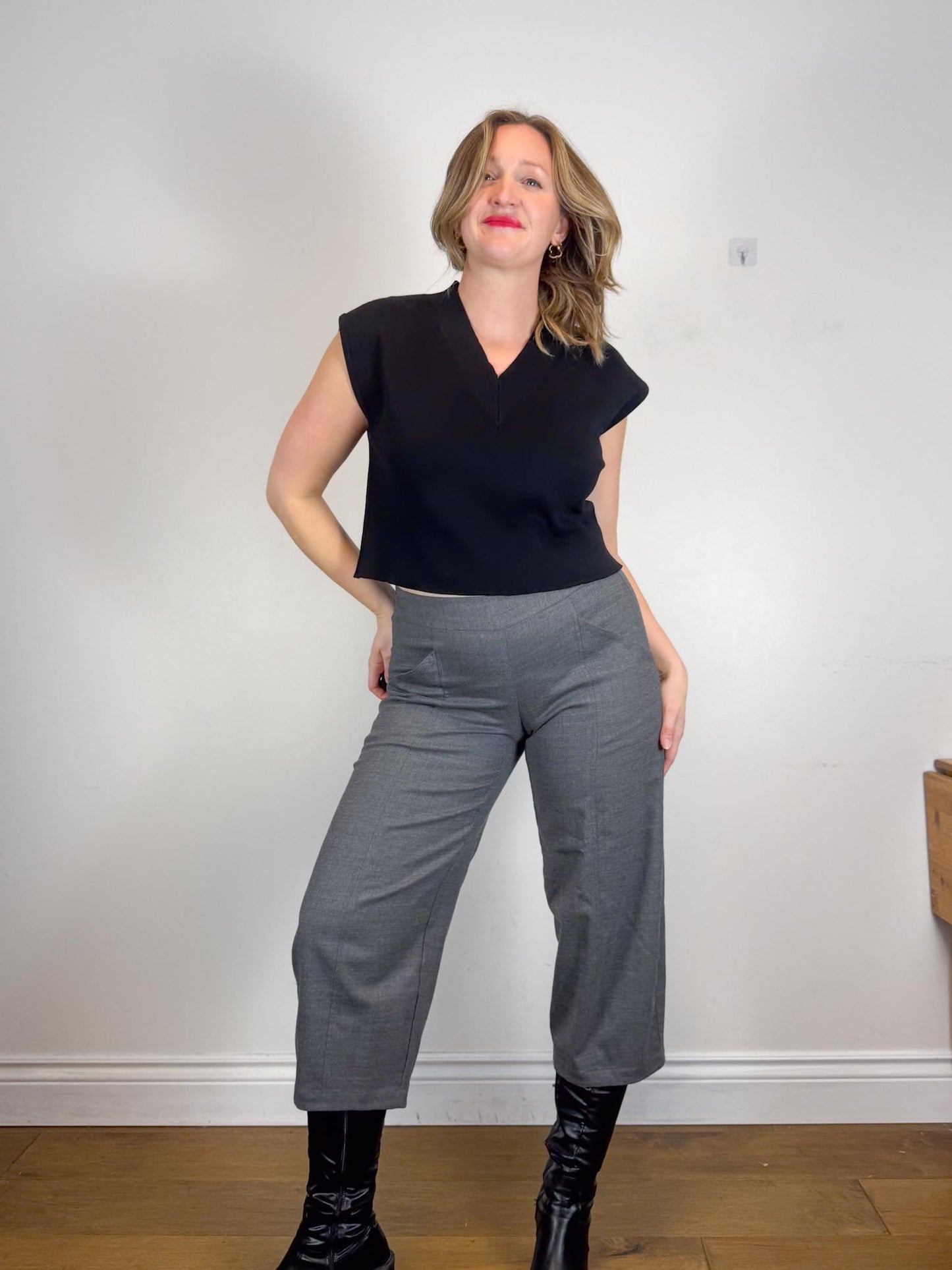 Eileen Fisher Wool Wide Leg Culottes in Grey (Size S/M)