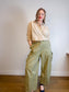 Everlane "The Way Short Shirt in Silky Cotton" in Beige/White Stripe (Size M/L)