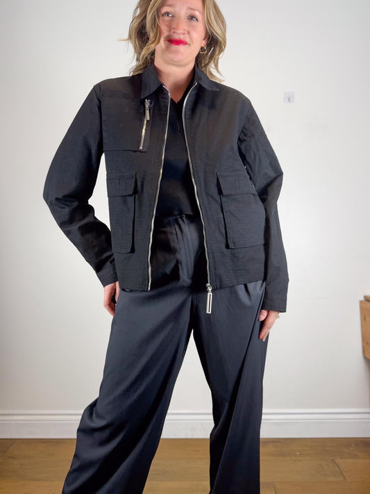 SPENCER BADU Canadian Designer Utility Jacket in Black (Size L)